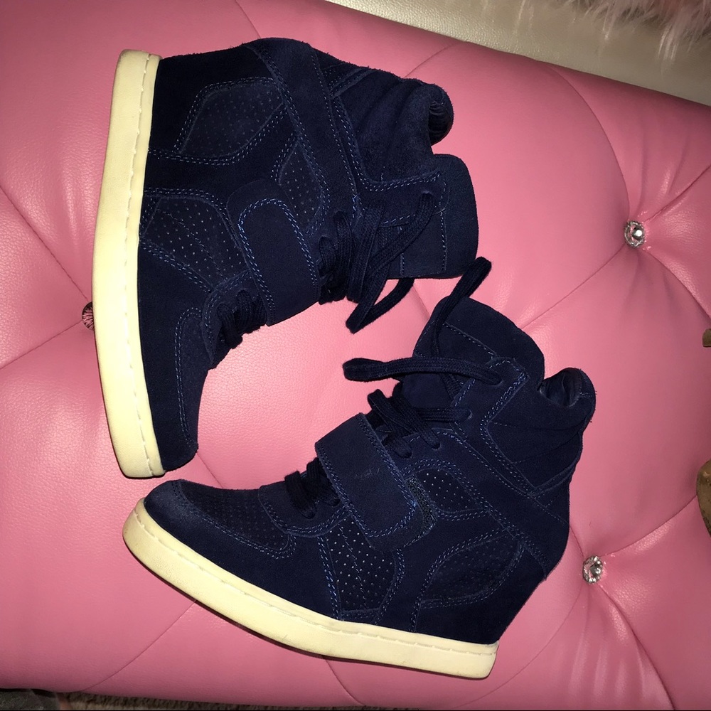 ASH blue suede wedge sneakers